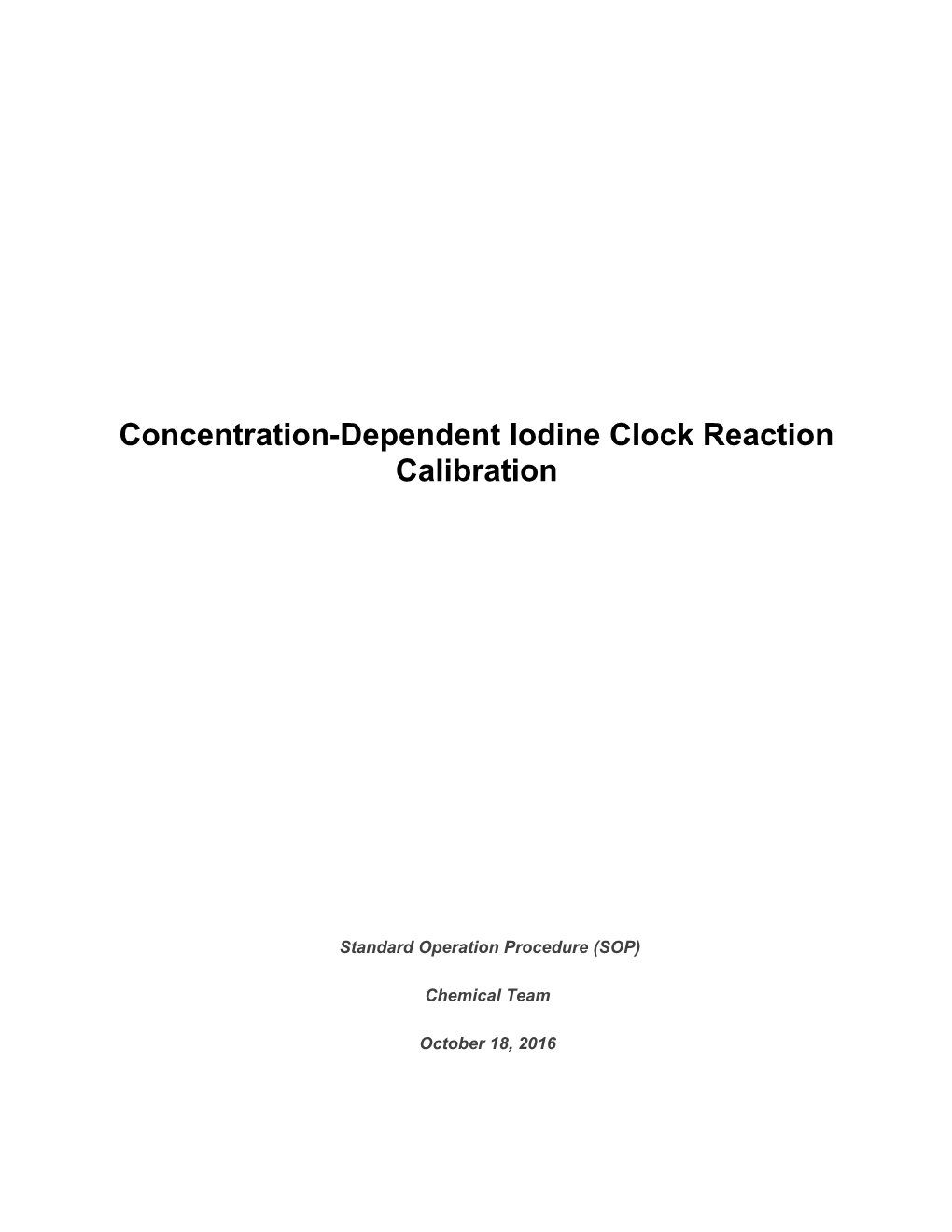 Concentration-Dependent Iodine Clock Reaction Calibration