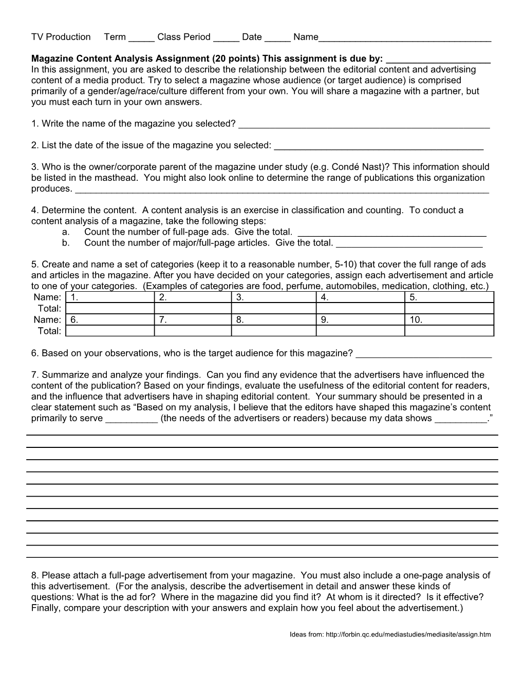 2 Magazine Content Analysis Assignment