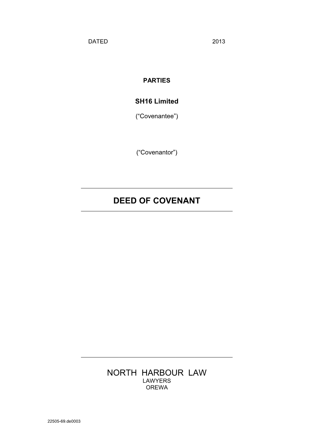 Deed of Covenant