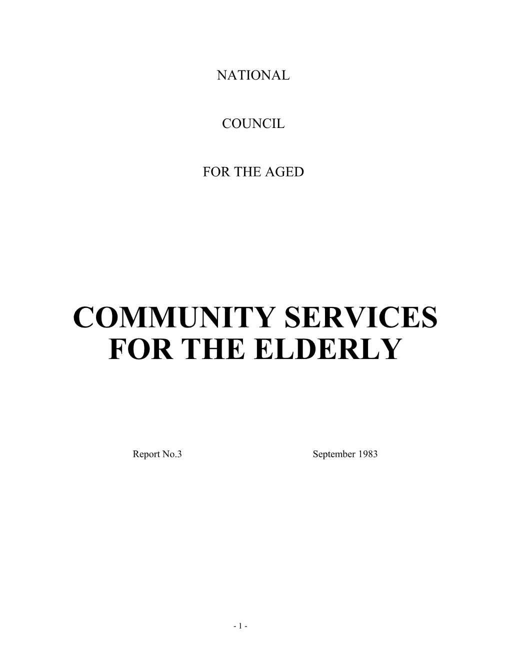 Community Services for the Elderly