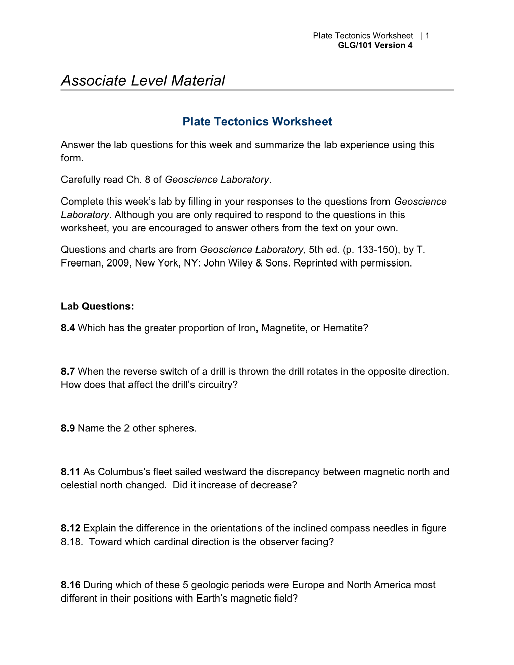 Plate Tectonics Worksheet