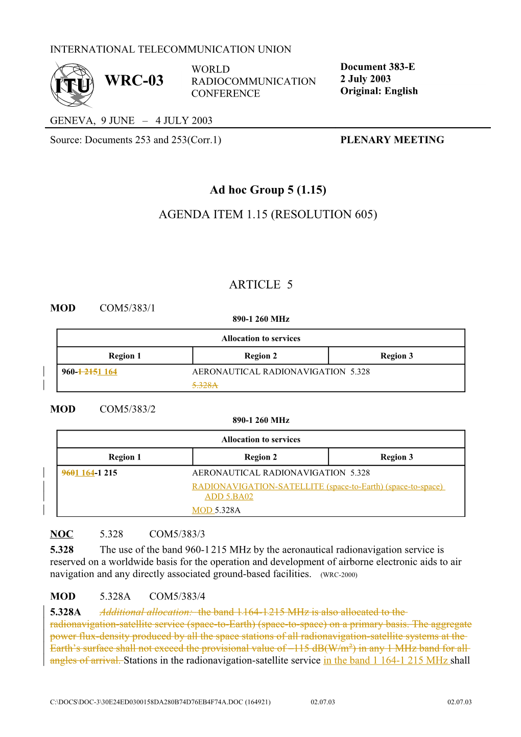 Agenda Item 1.15 (Resolution 605)