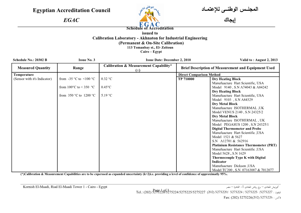 Calibration Laboratory - Akhnaton for Industrial Engineering