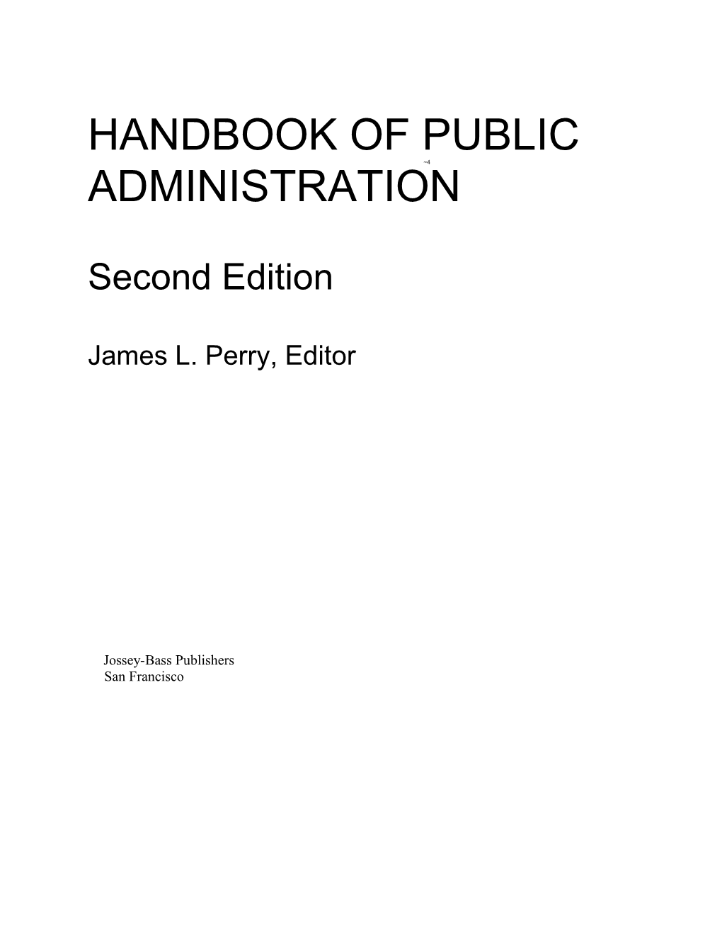 Handbook of Public