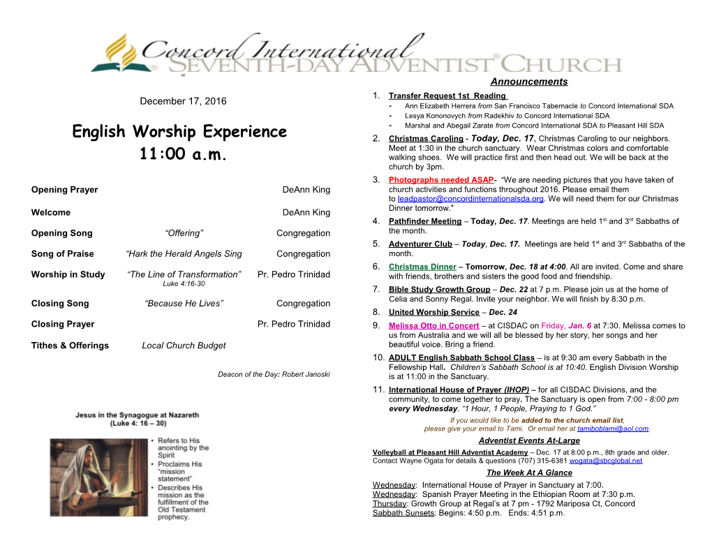 English Worshipexperience