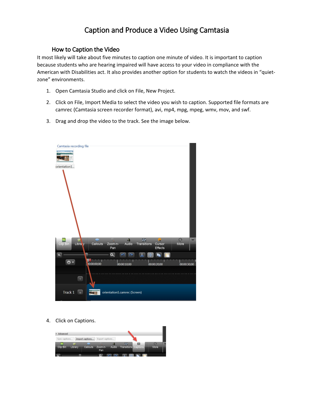 Caption and Produce a Video Using Camtasia