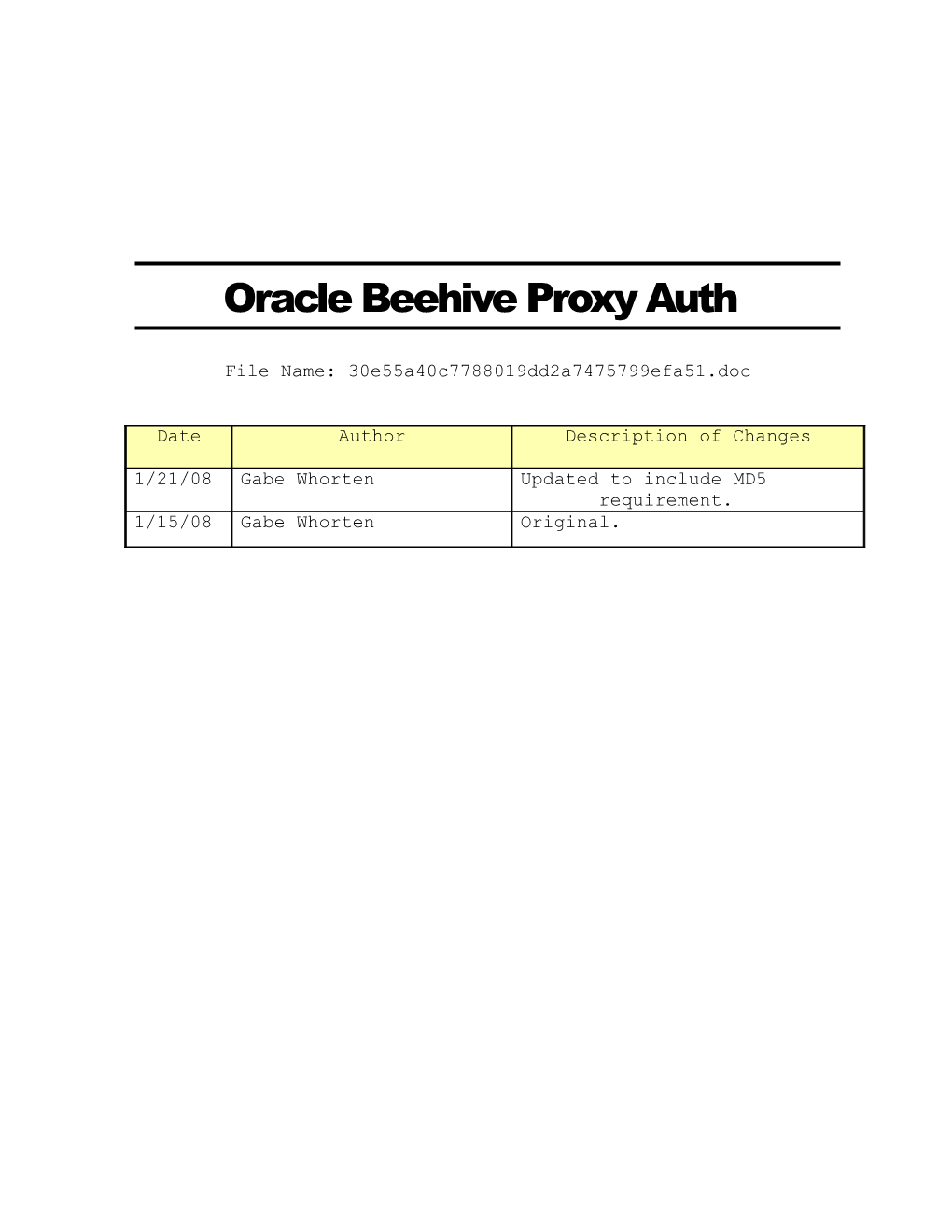 Oracle Beehive Proxy Auth