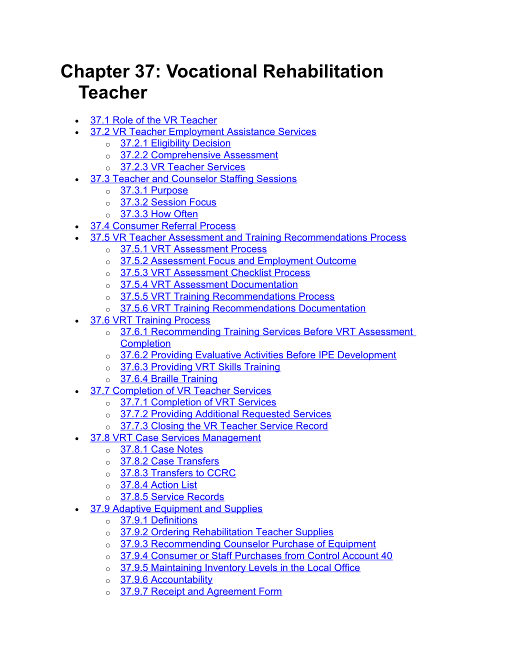 Chapter 37: Vocational Rehabilitation Teacher