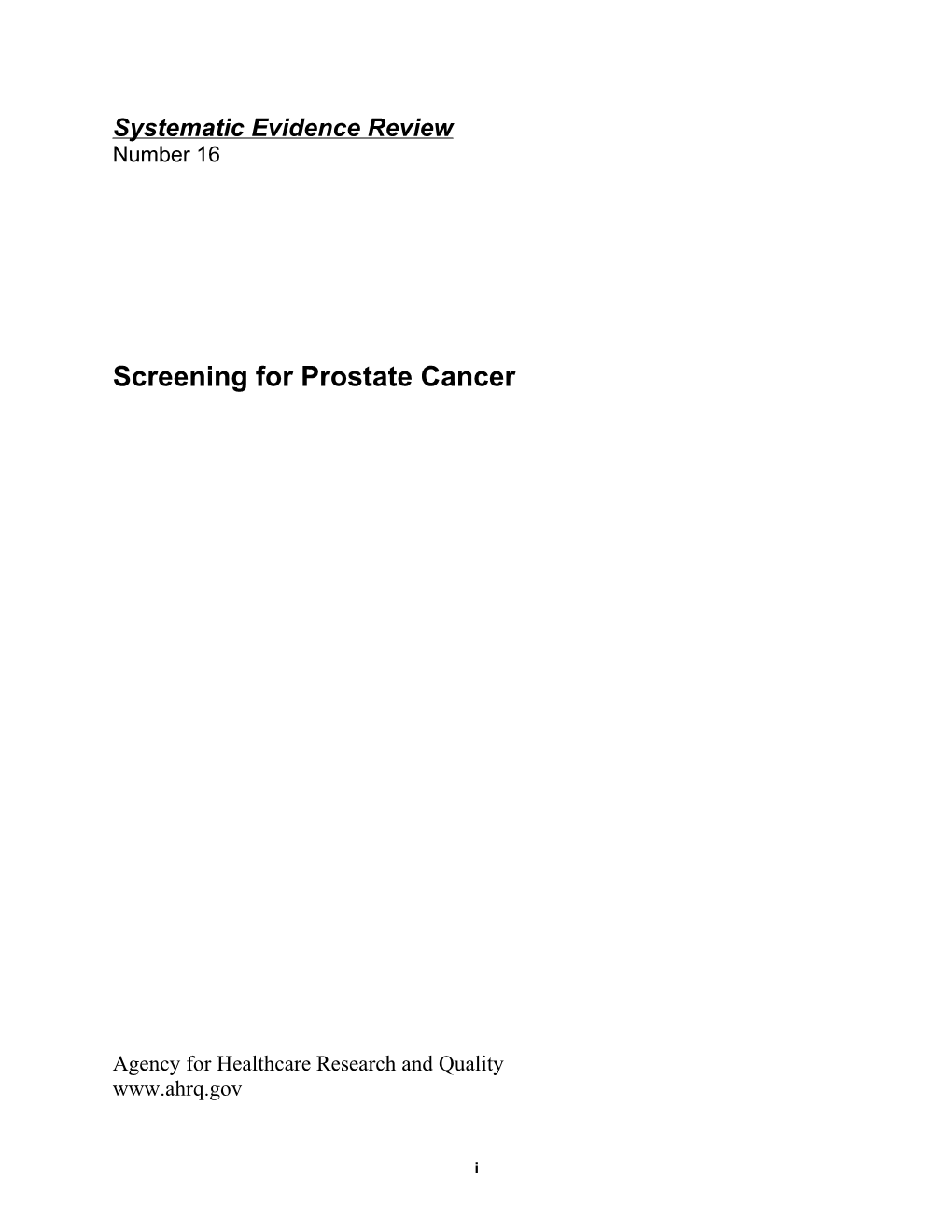 Screening for Prostate Cancer