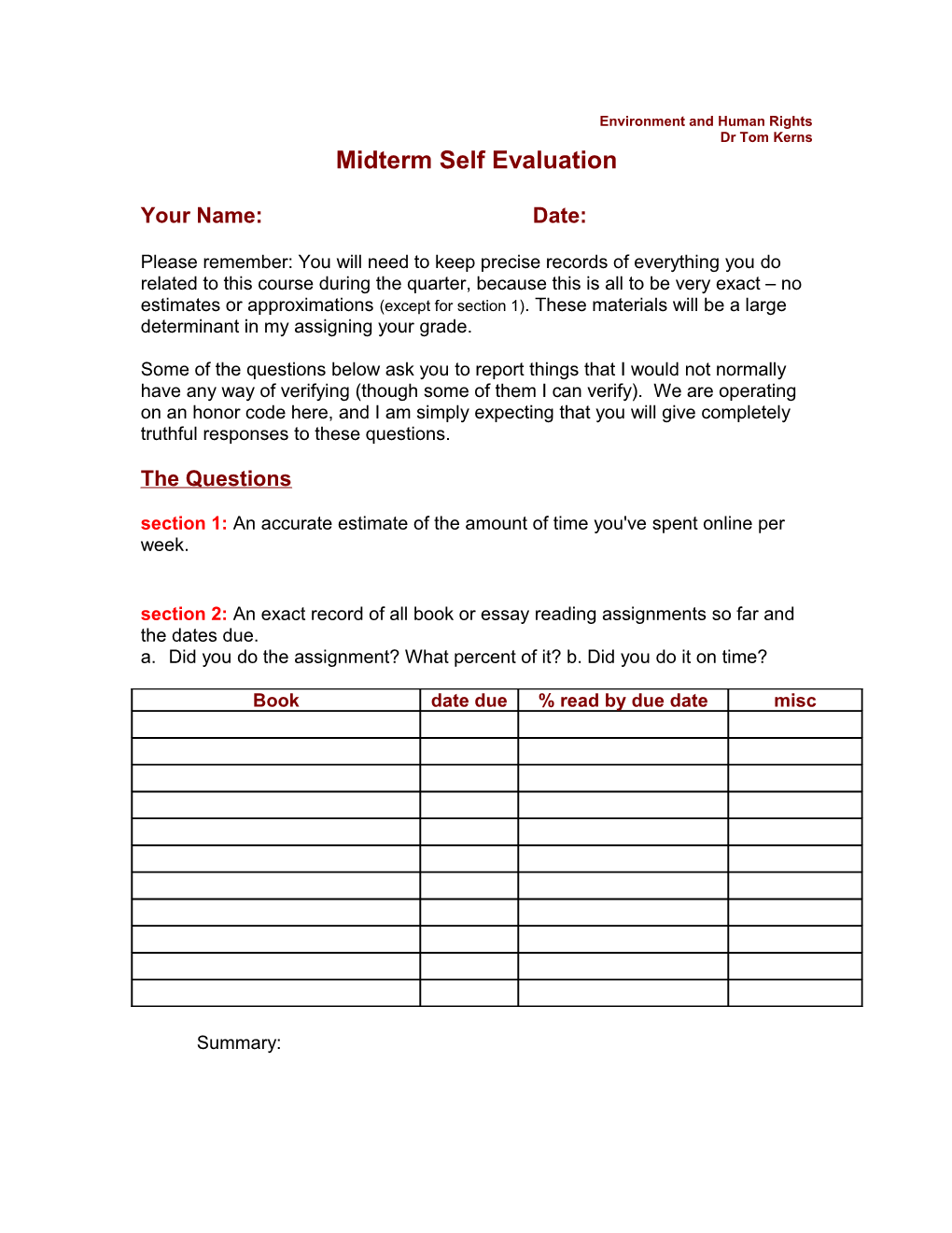 Midterm Self Evaluation
