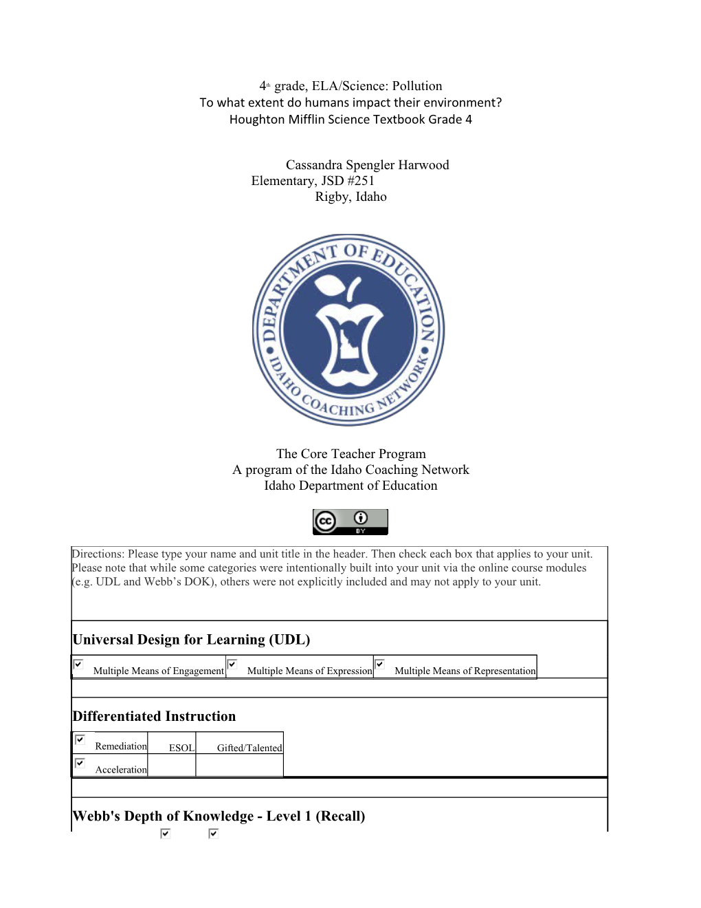 4Th Grade, ELA/Science: Pollution