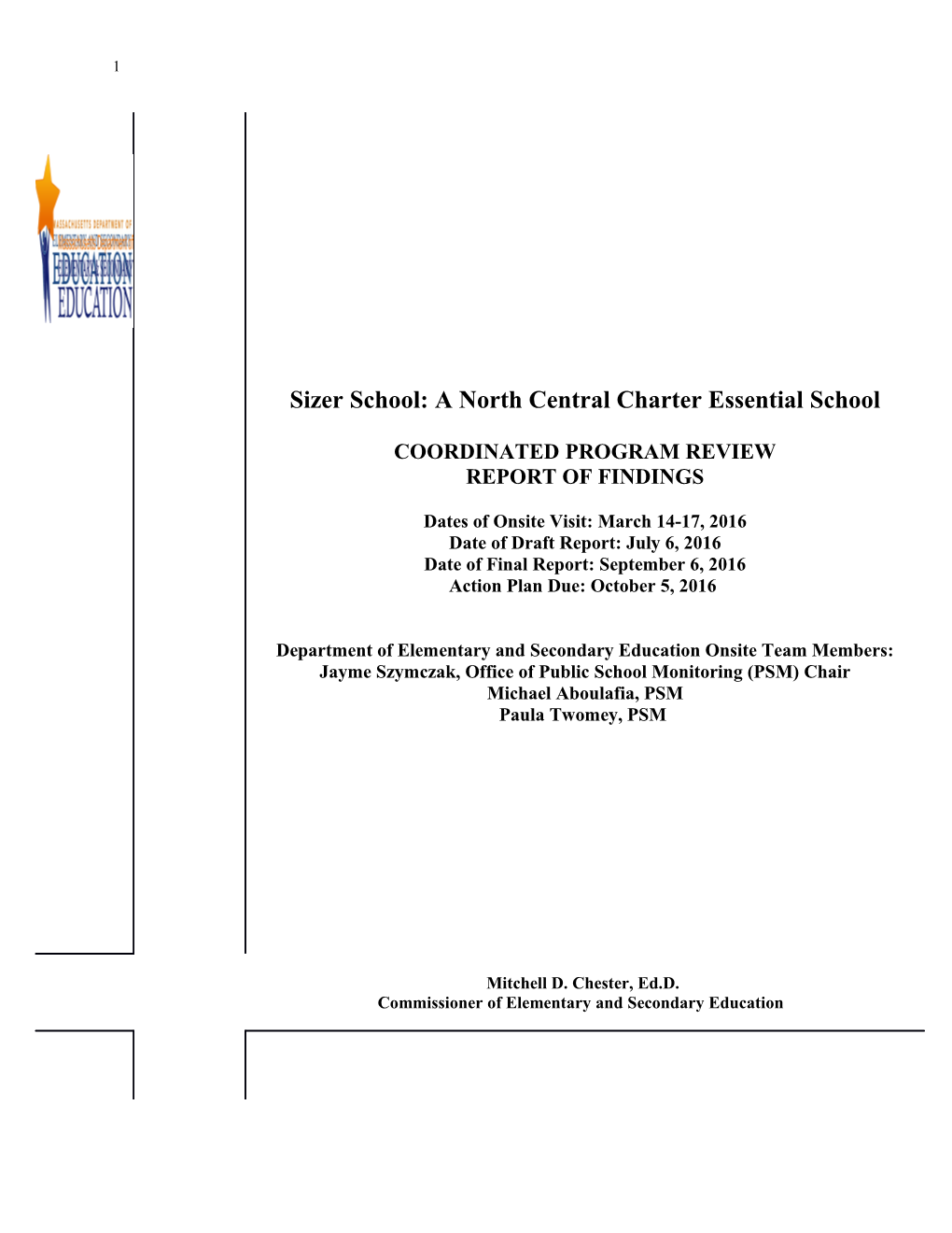 Sizer School - North Central Charter School CPR Final Report 2016