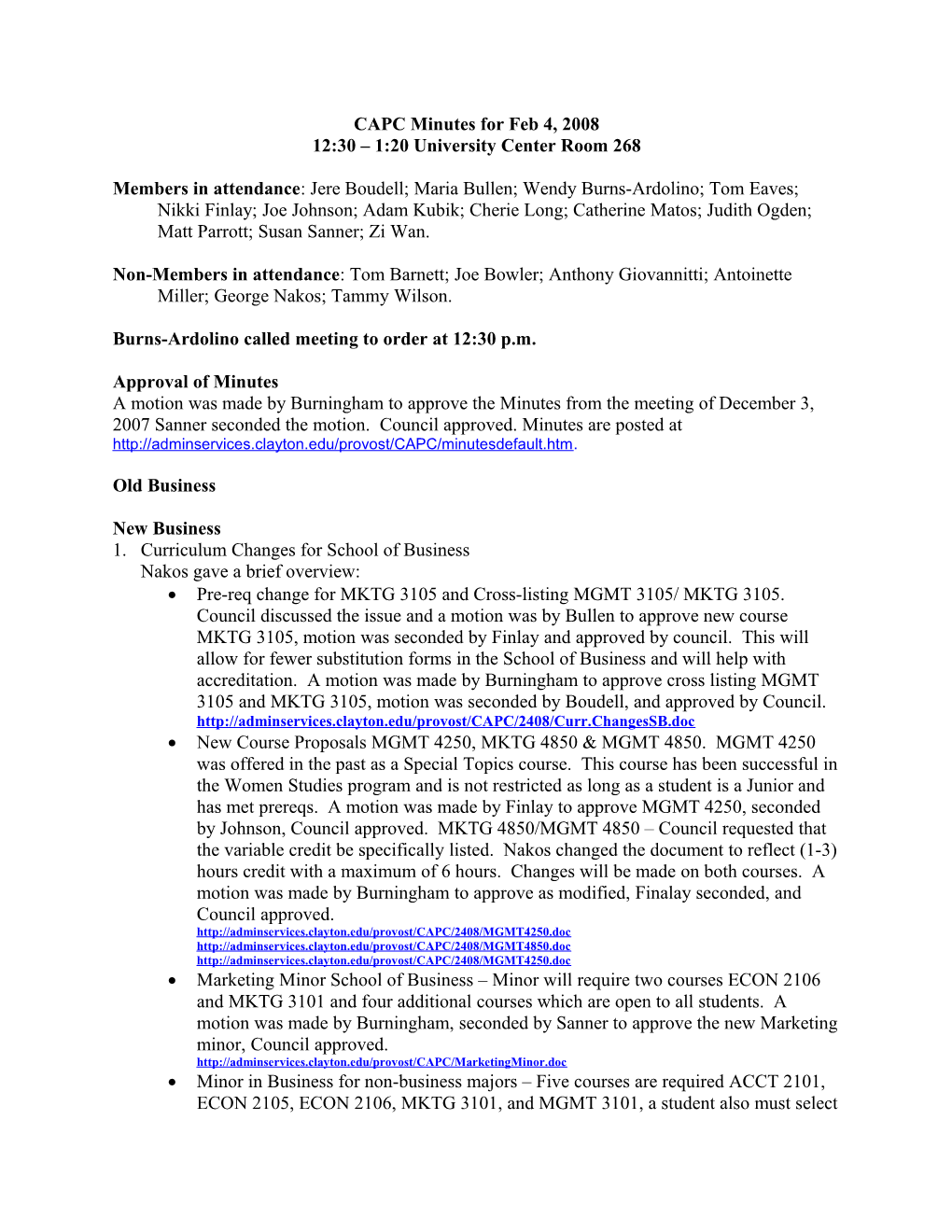 CAPC Agenda for August 14, 2007