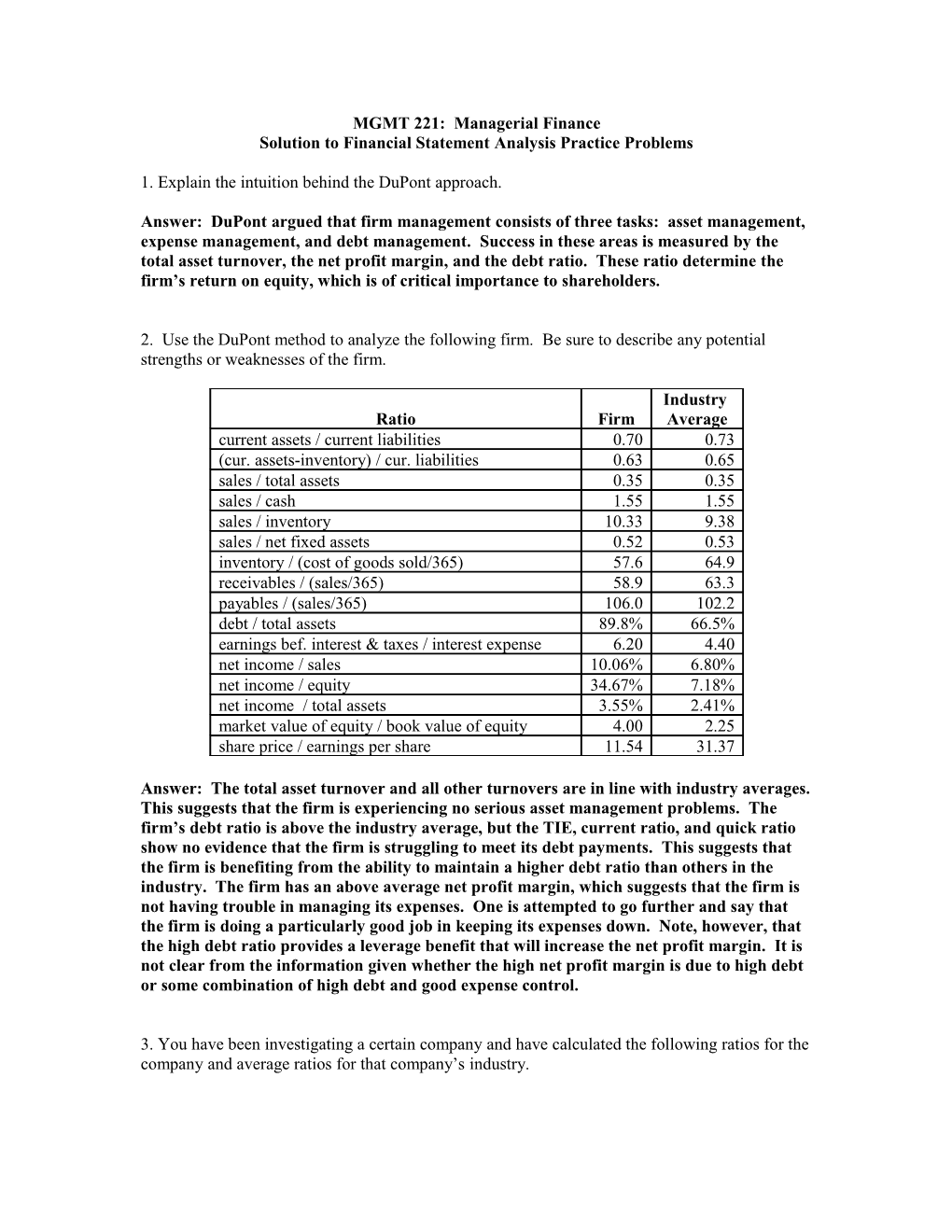 MGMT 221: Managerial Finance