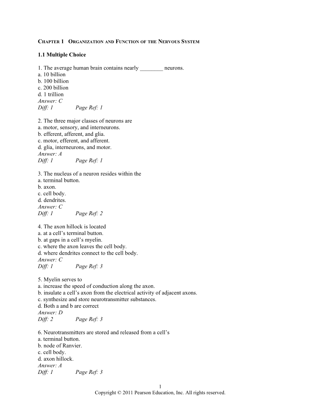 Chapter 1 Organization and Function of the Nervous System