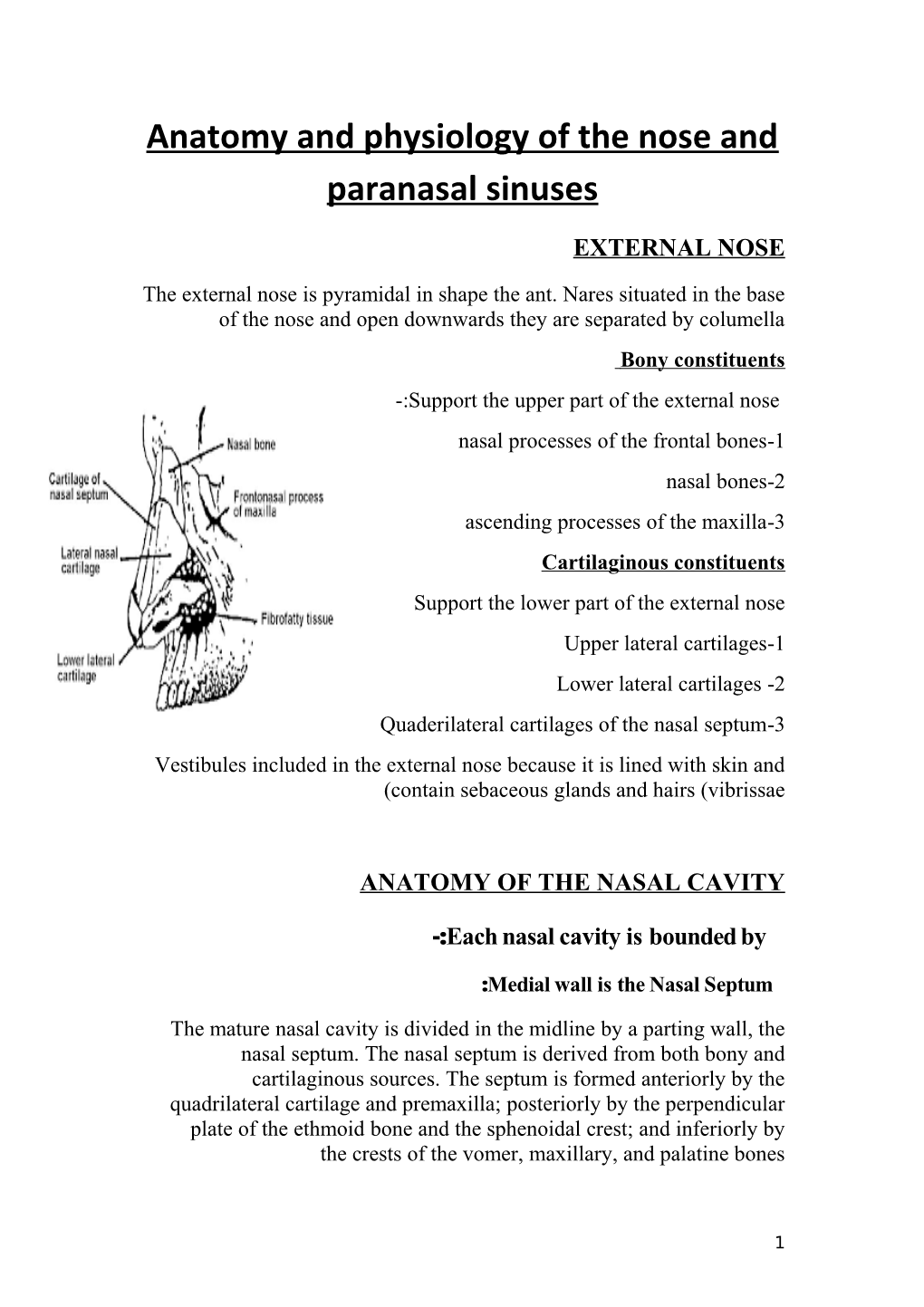 Anatomy and Physiology of the Nose and Paranasal Sinuses