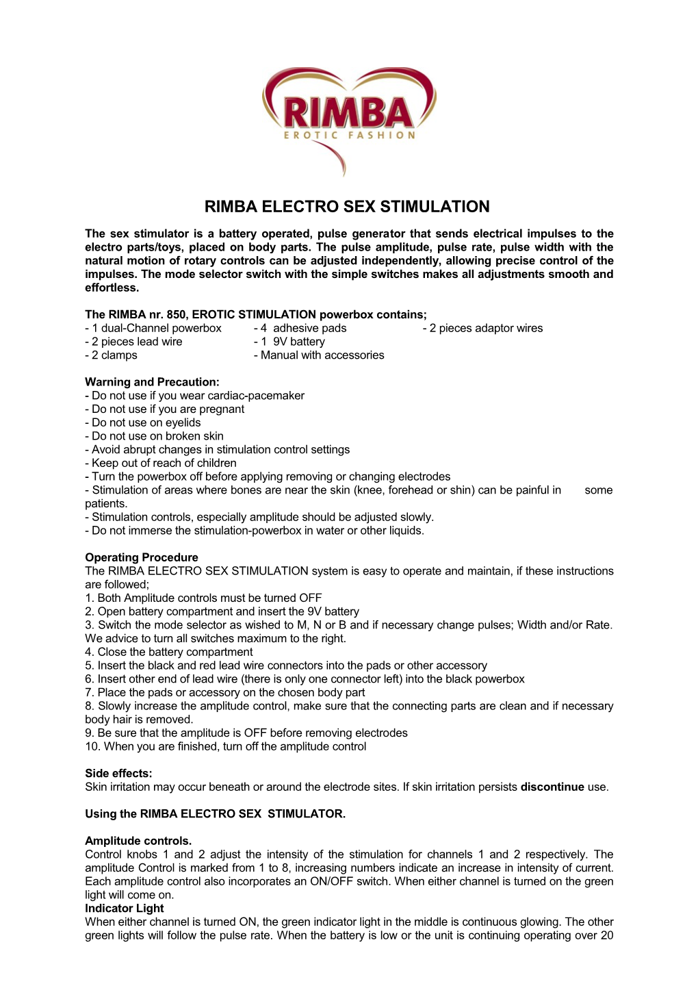 Rimba Fine Tense Electro Sex Stimulation