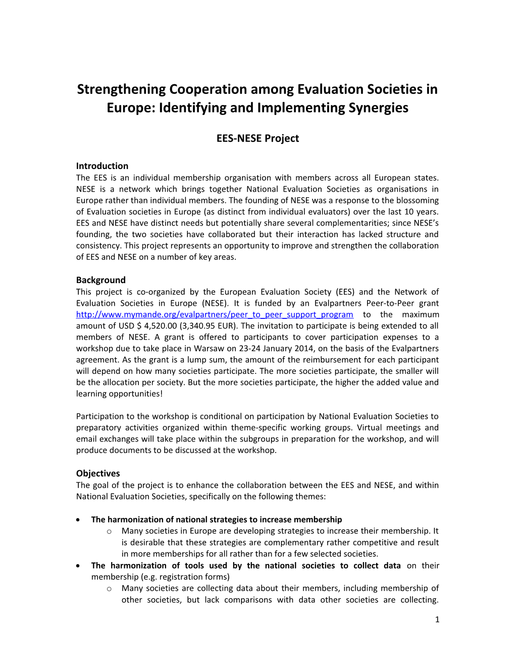 Strengthening Cooperation Among Evaluation Societies in Europe: Identifying and Implementing