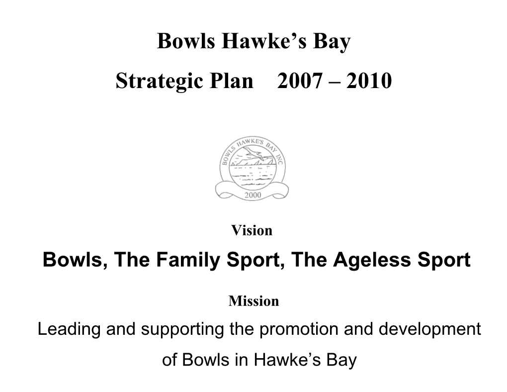 Bowls Hawke S Bay Vision and Activities Sheet