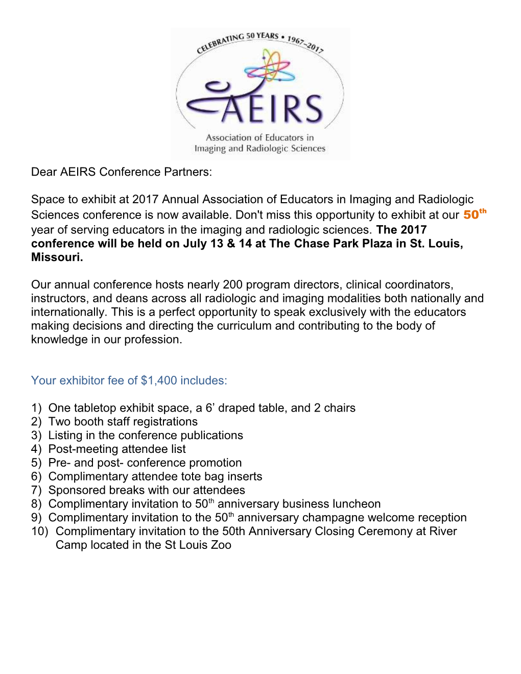 Dear AEIRS Conference Partners