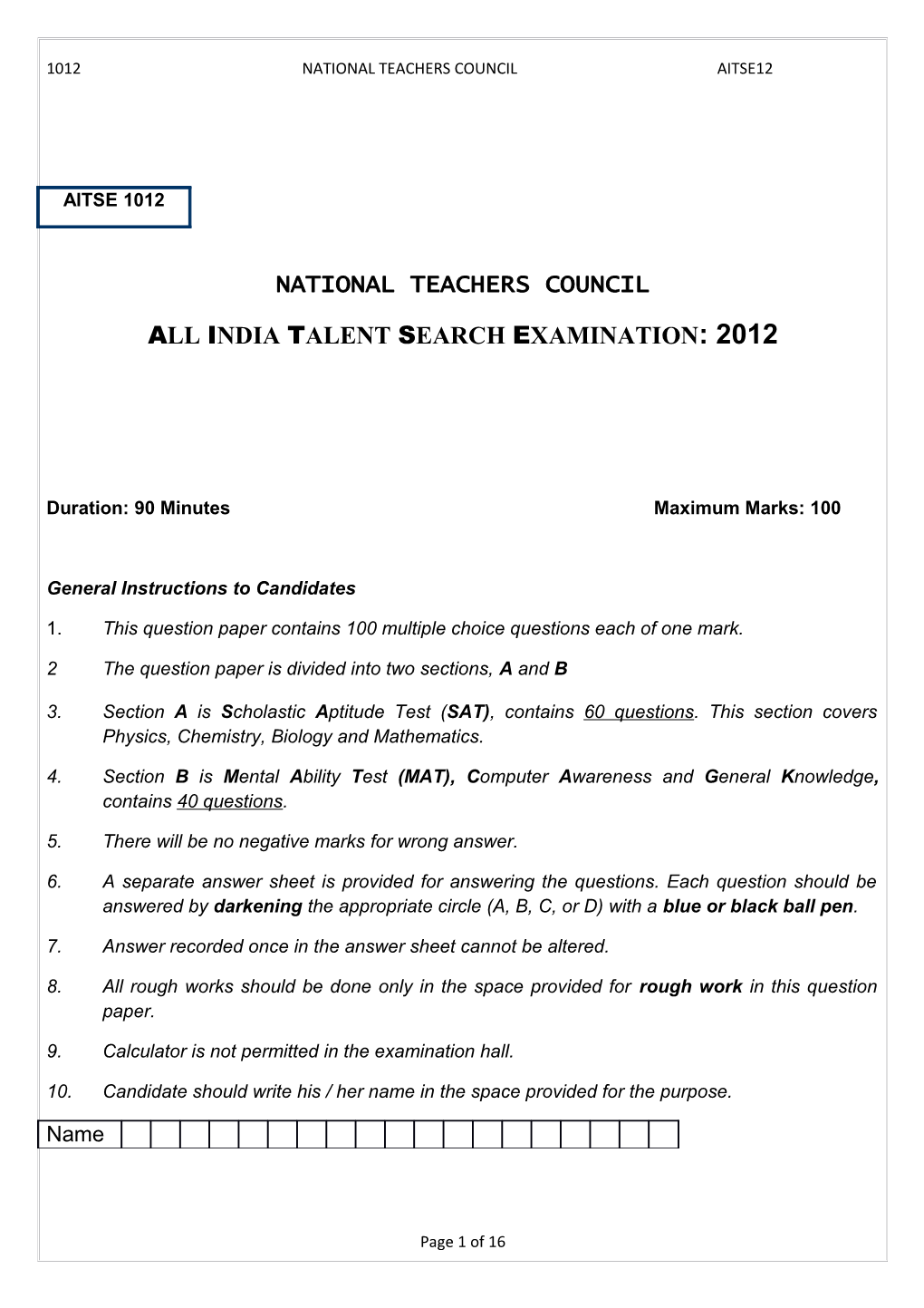 National Teachers Council