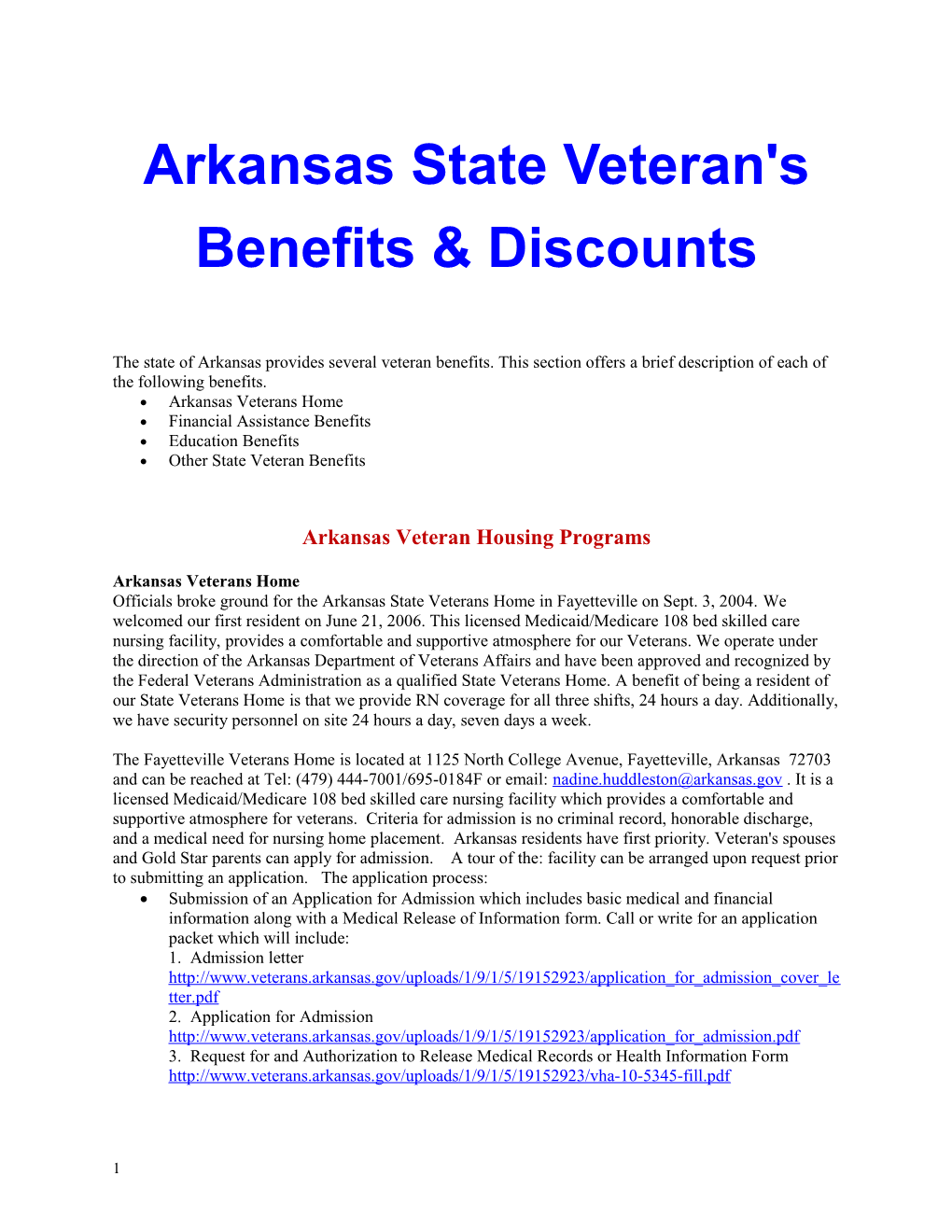 Arkansas State Veteran's