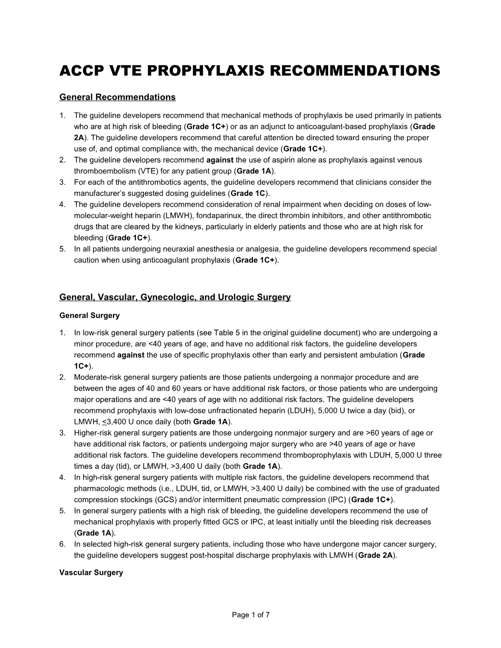 Accp Antithrombotic Recommendations