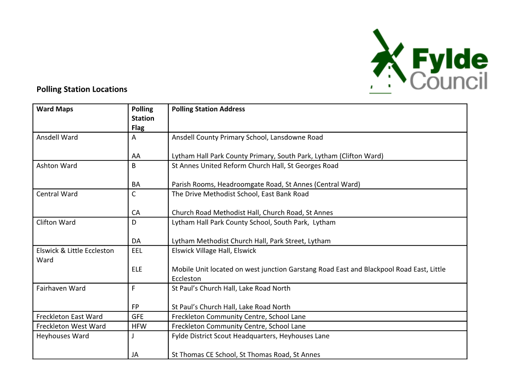 Polling Station Locations