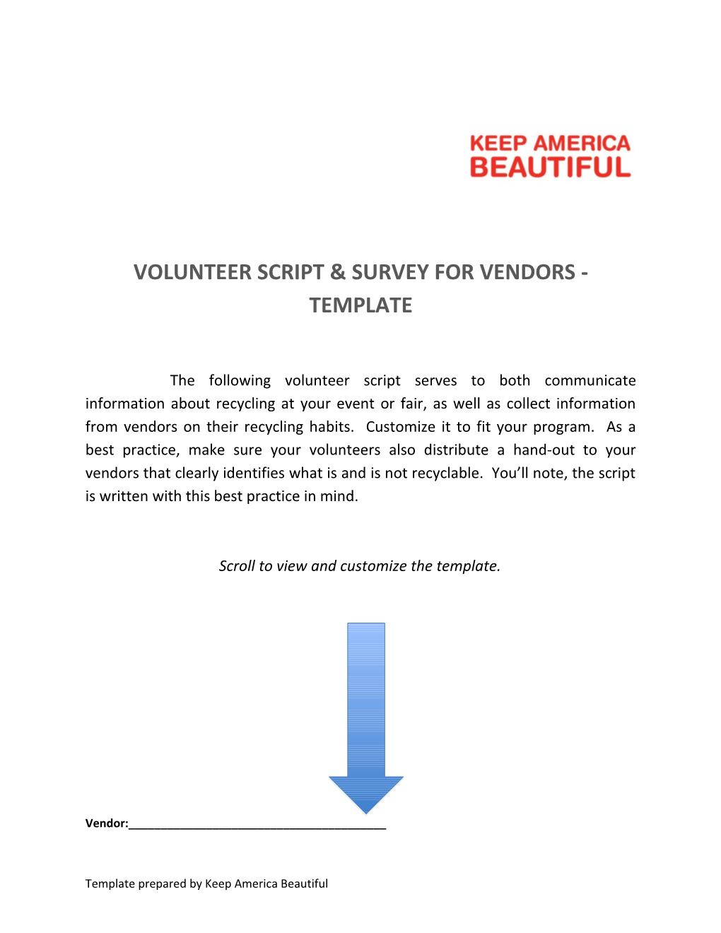 Volunteer Script & Survey for Vendors - Template