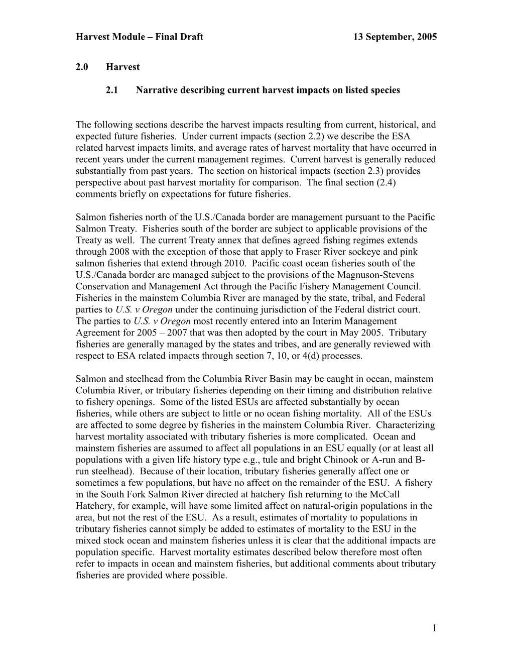 Harvest Module Final Draft13 September, 2005