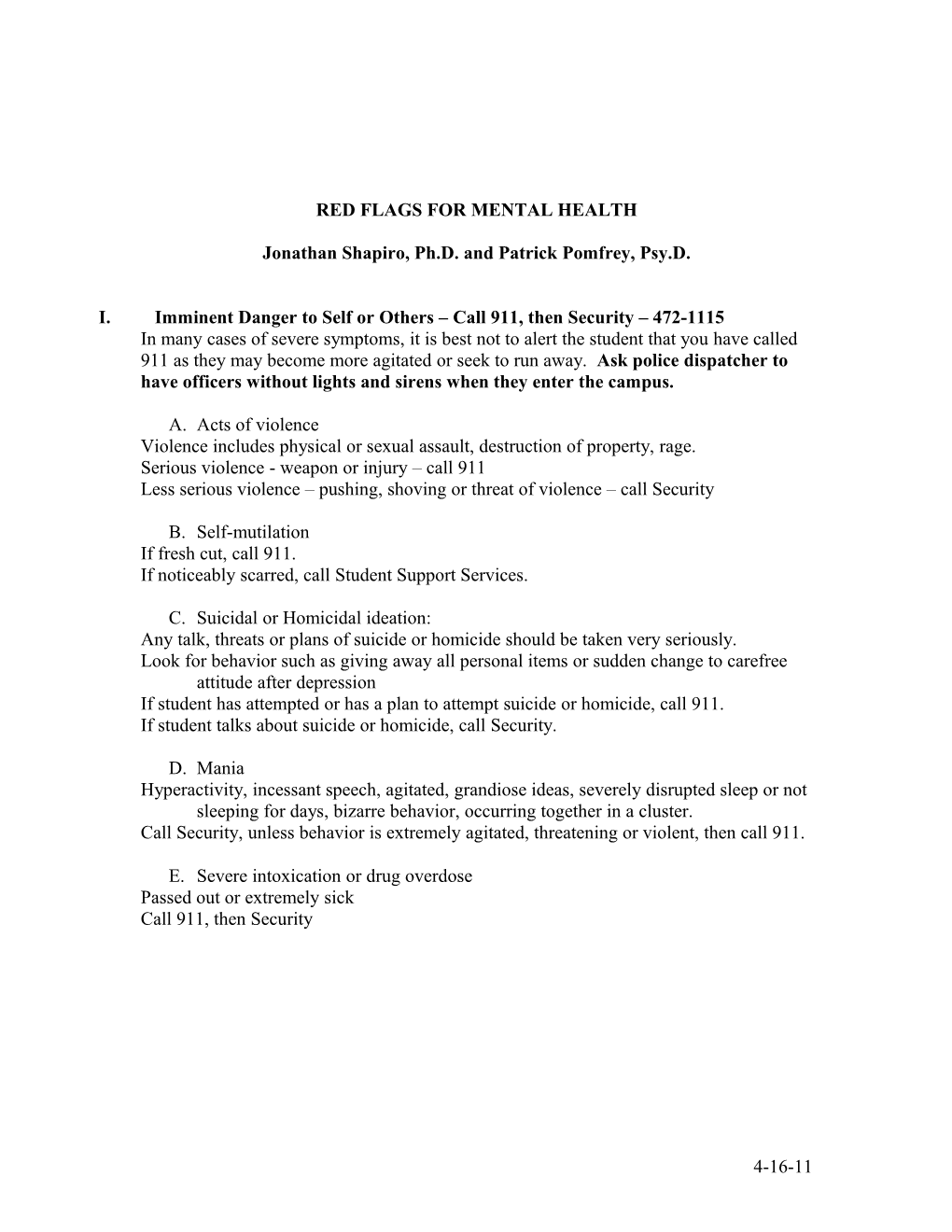 Mental Health Can Often Be Evaluated by Comparing a Student of Concern to the Normal Student