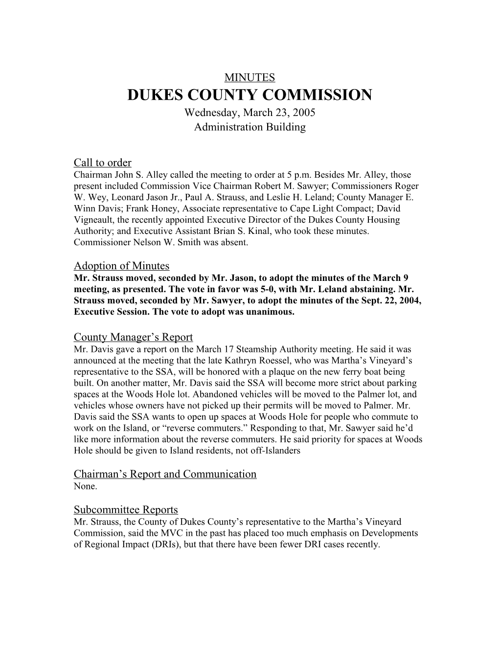 Dukes County Commissioners
