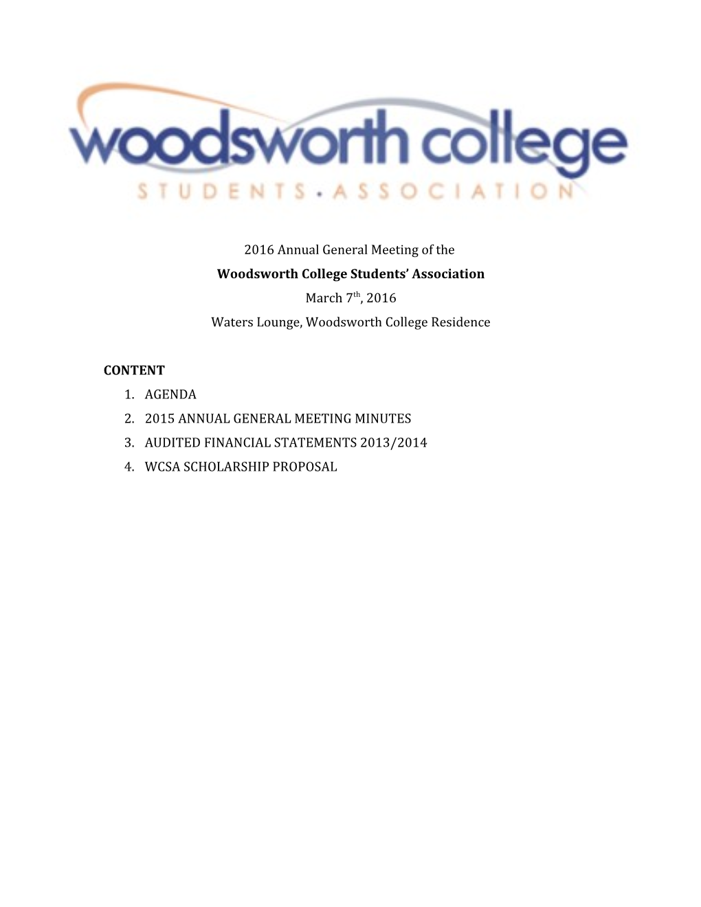2016 Annual General Meeting of Thewoodsworth College Students Association