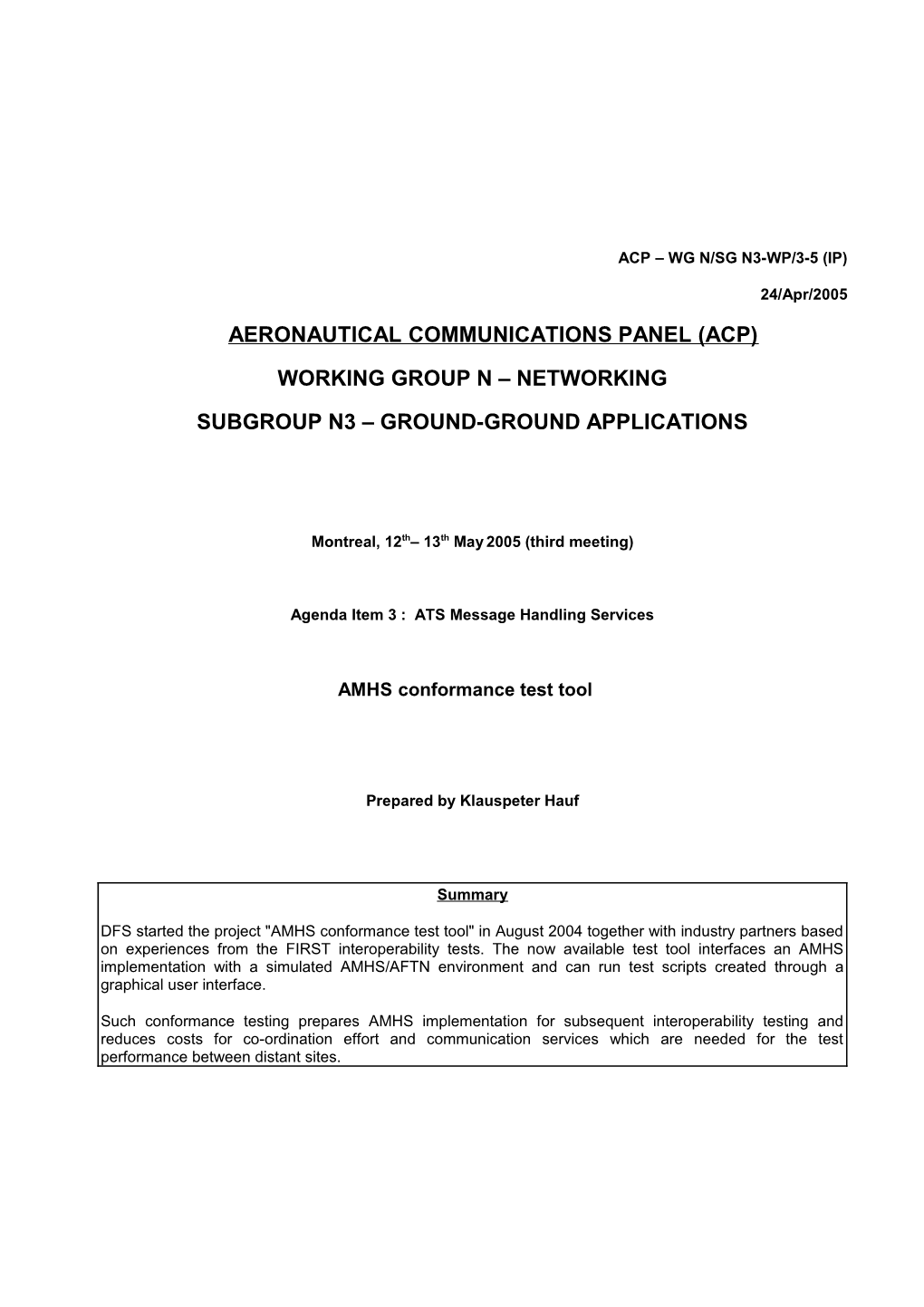 AMHS Conformance Test Tool