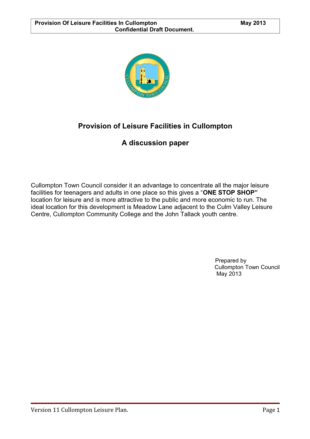 Provision of Leisure Facilities in Cullompton