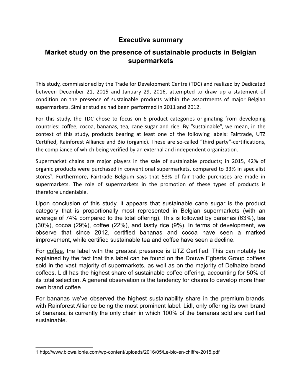 Market Study on the Presence of Sustainable Products in Belgian Supermarkets