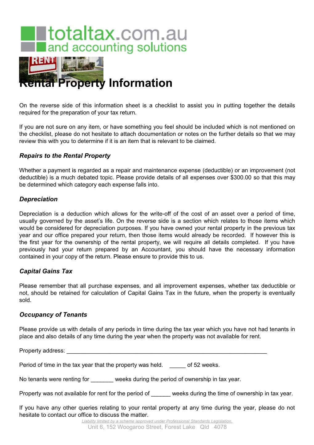 Rental Property Information