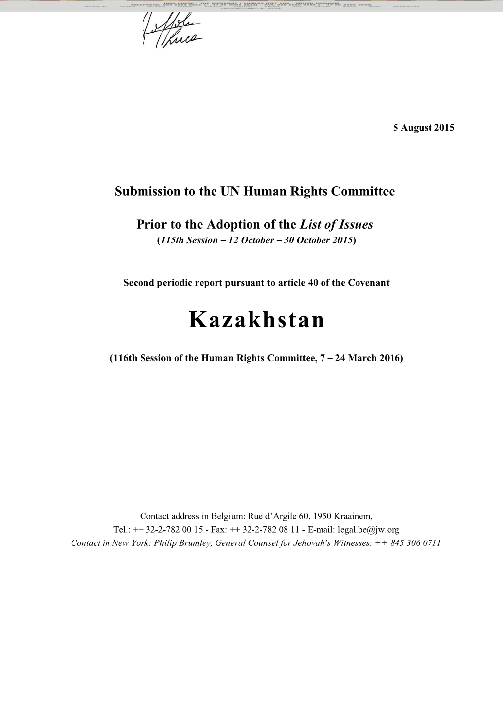 Submission to the UN Human Rights Committee