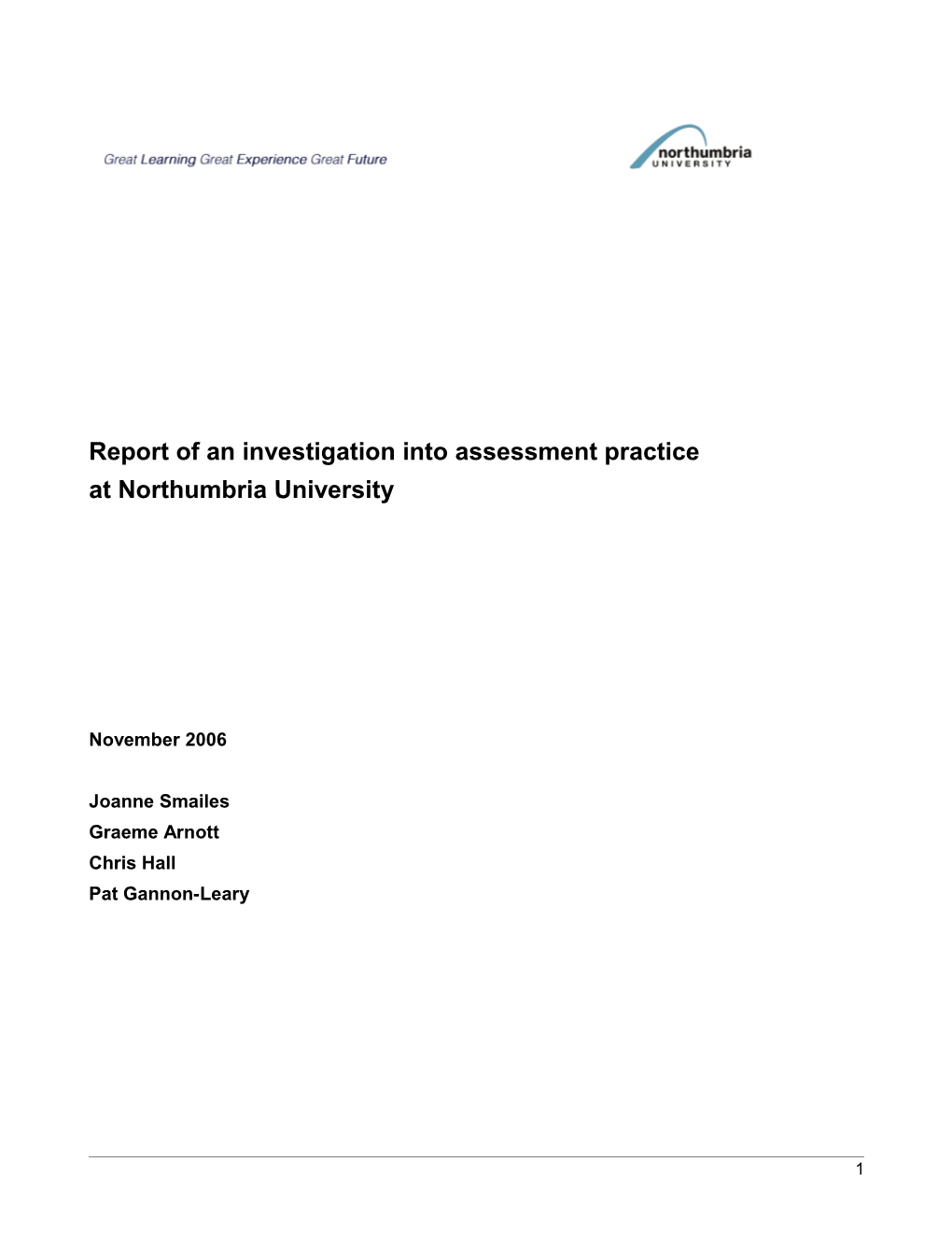 Report of an Investigation Into Assessment Practice