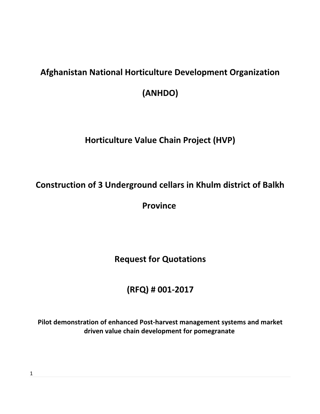 Afghanistan National Horticulture Development Organization (ANHDO)