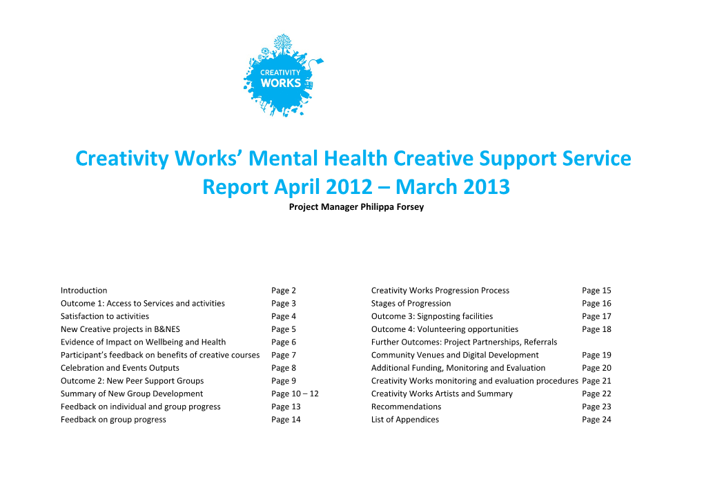 Creativity Works Mental Health Creative Support Service