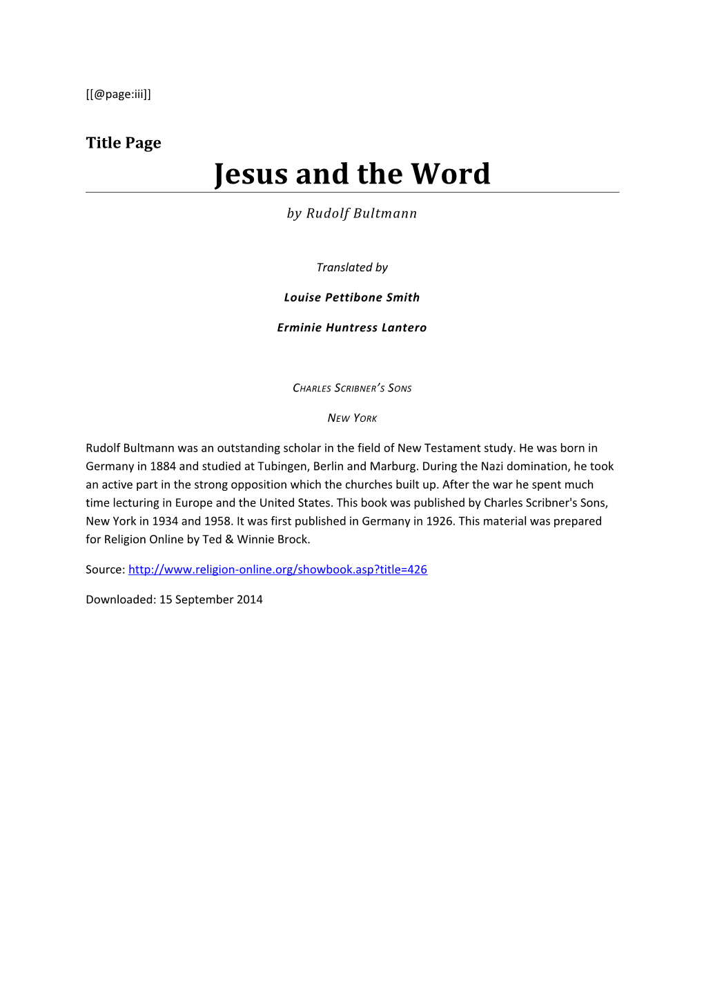 Jesus and the Word