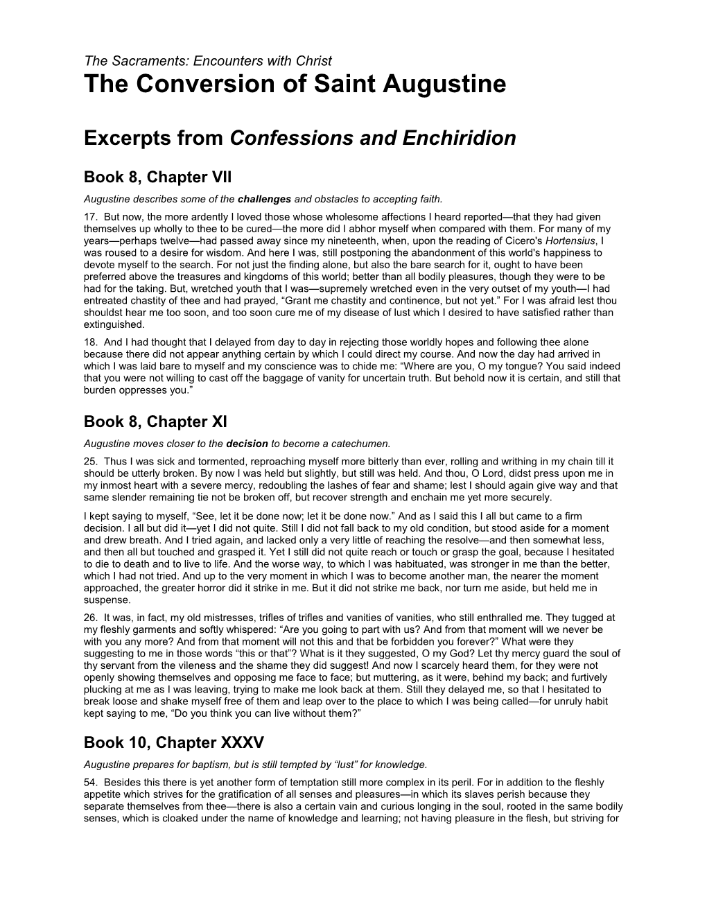 Excerpts Fromconfessions and Enchiridion