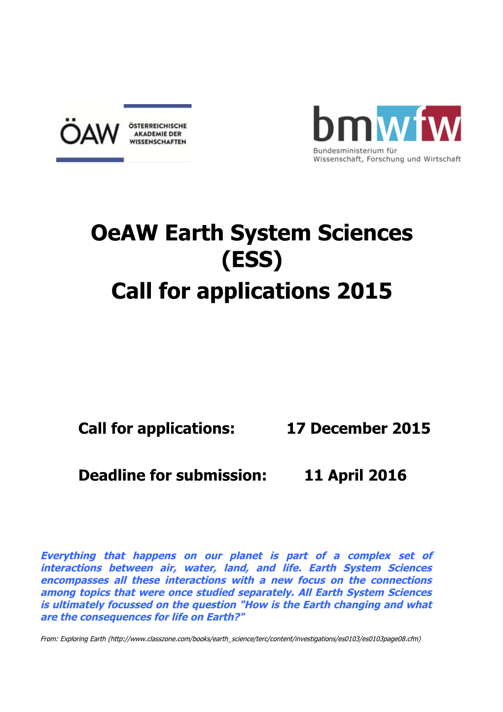Oeaw Earth System Sciences (ESS)