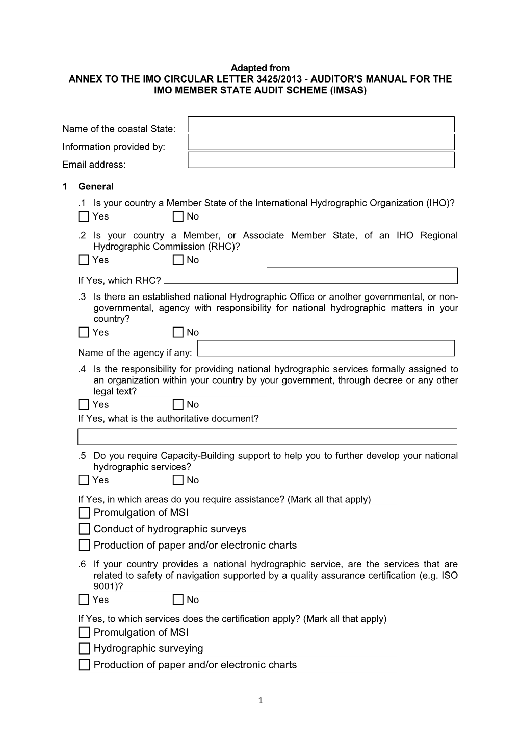 Annextothe Imo Circular Letter 3425/2013 - Auditor's Manual for the Imo Member State Audit