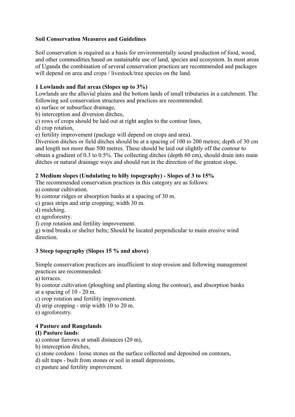 Soil Conservation Measures and Guidelines