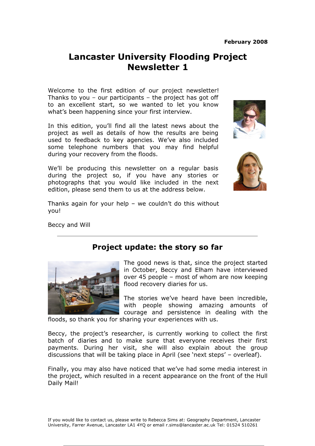 Lancasteruniversity Flooding Project Newsletter 1