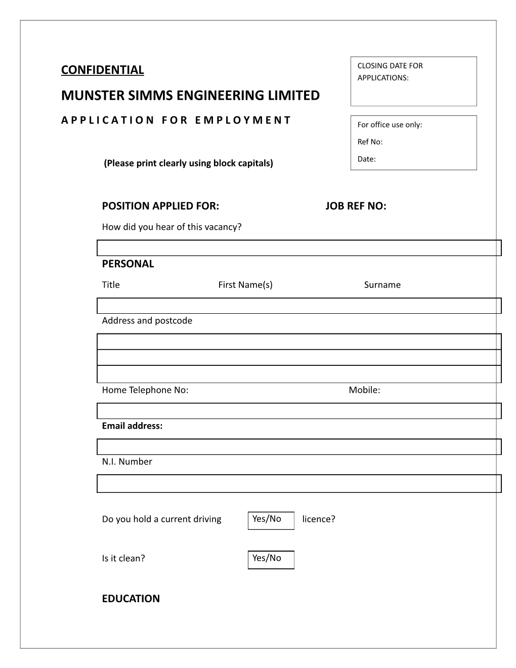 Munster Simms Engineering Limited