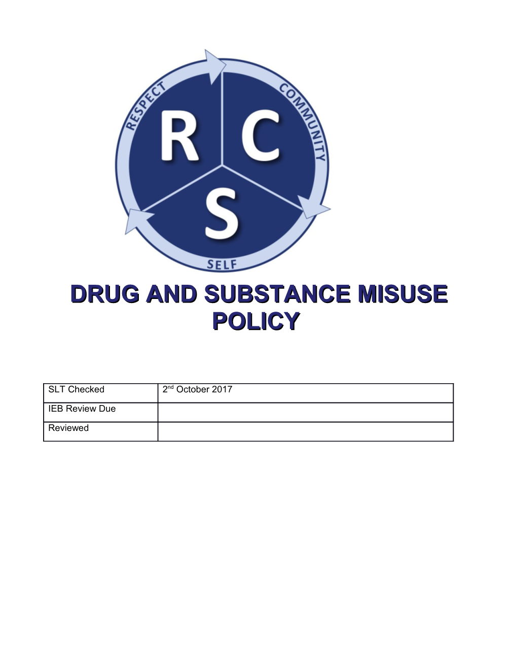 Drug and Substance Misuse Policy