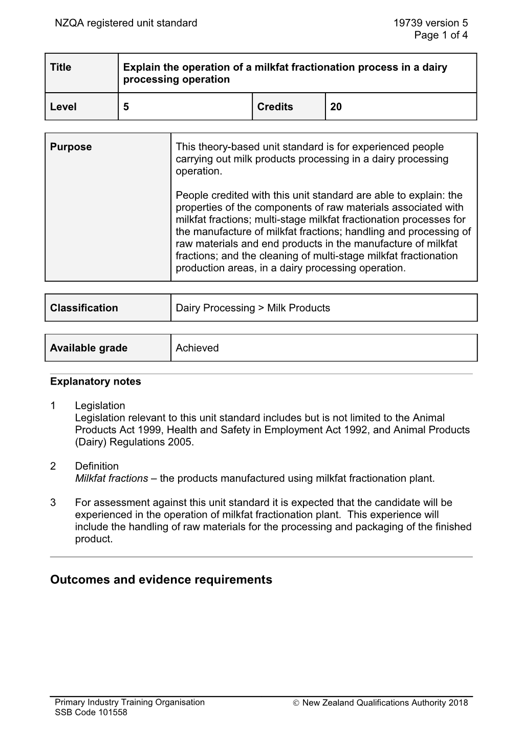 19739 Explain the Operation of a Milkfat Fractionation Process in a Dairy Processing Operation